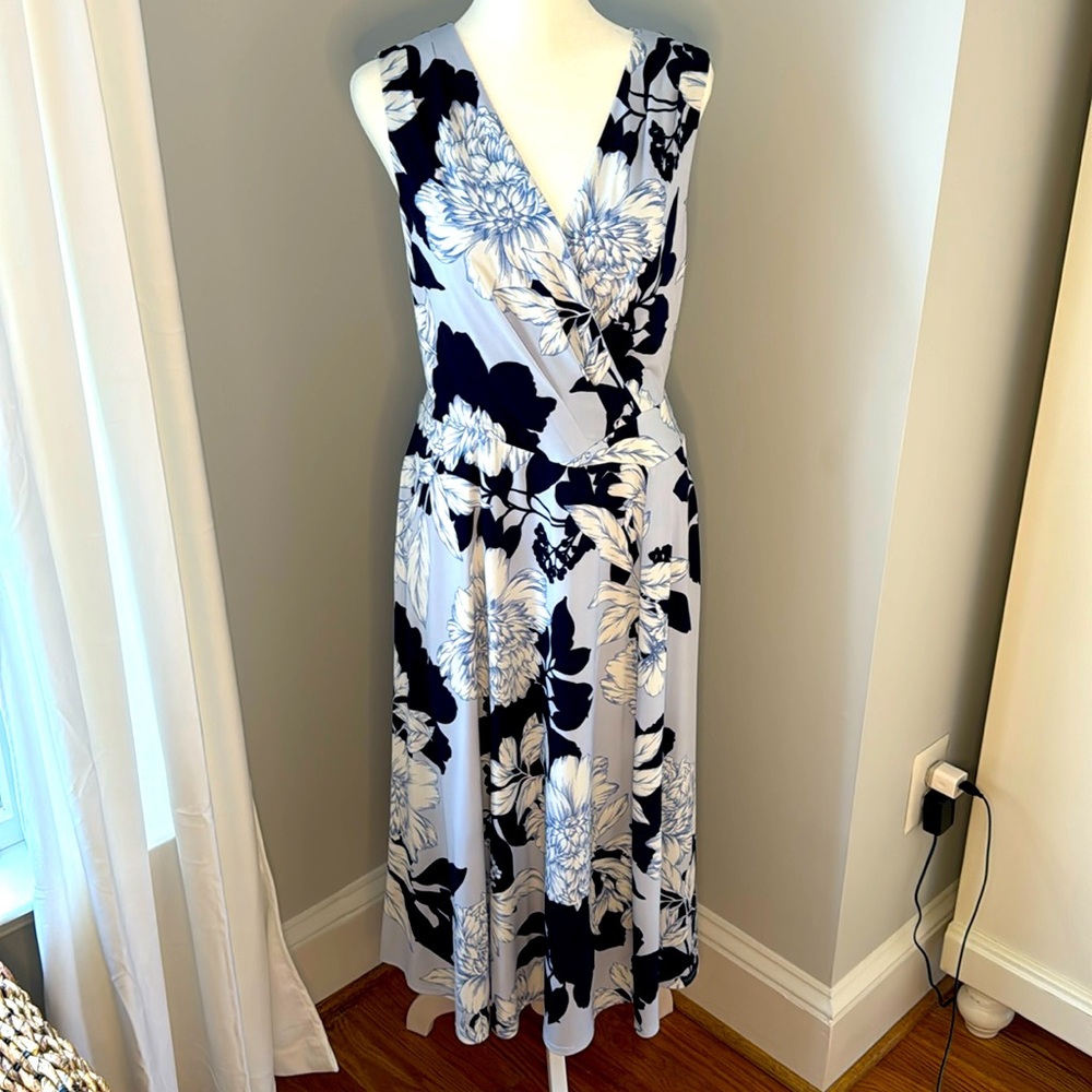 Vince Camuto Floral Faux-wrap Dress Size 14